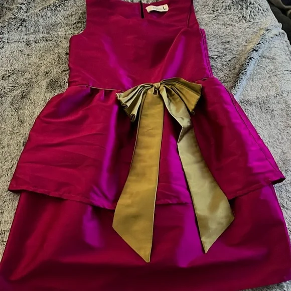 slim fit dress slacks 1930s magenta GOLD STUD rayon dress medium main image 1